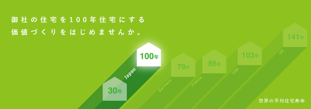 御社の住宅を100年住宅にする価値づくりをはじめませんか。